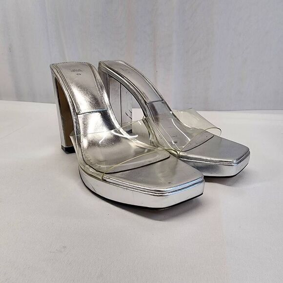 Zara Shoes - Zara Clear Platform Chucky Heels Women Size 9.5UD 40EU Metallic Sliver Retro